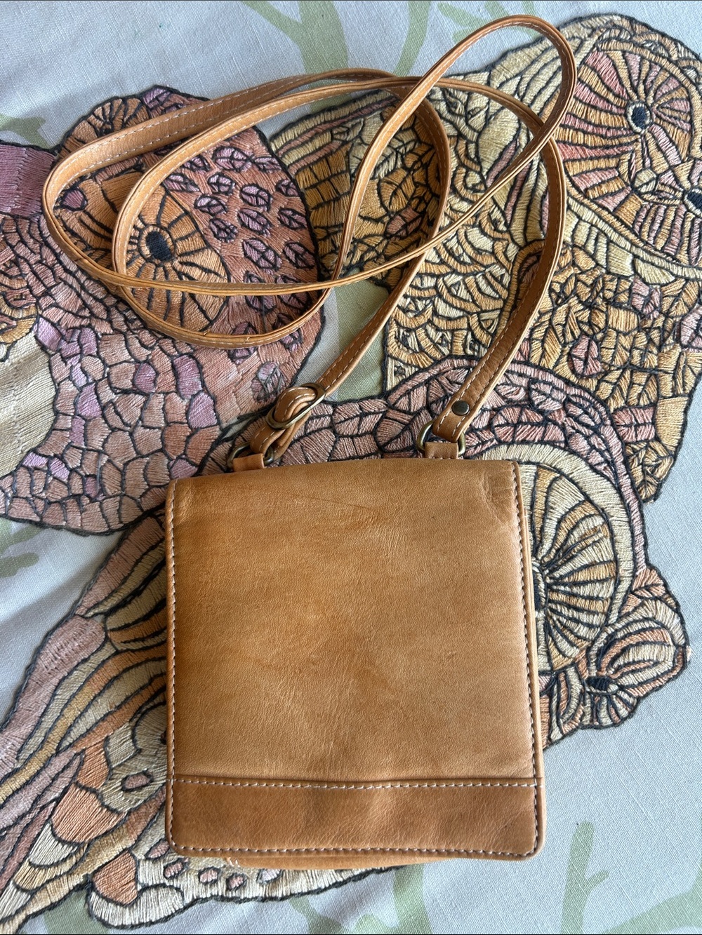 Latico Leathers LL Made in India Genuine Leather Tan Crossbody Small Bag